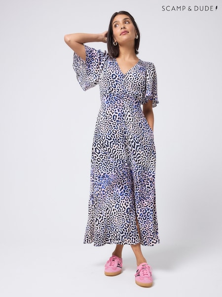 SCAMP & DUDE White Stingray Angel Sleeve Midi Tea Dress (V30093) | R$ 1.085