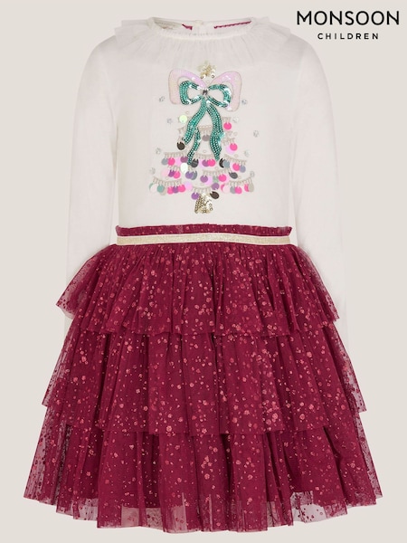 Monsoon Red Christmas Tree Tulle Disco Dress (V30260) | AED270 - AED305