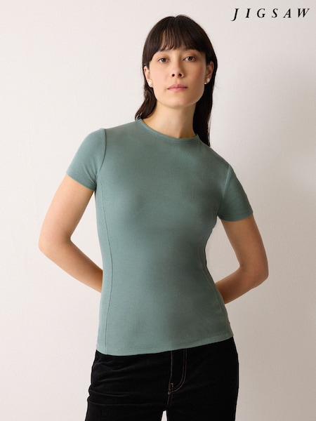 Jigsaw Blue High Neck Seam Detail Top (V30279) | R$ 545