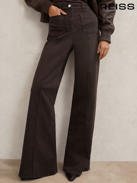 Reiss Chocolate Brown Sakura Petite Patch-Pocket Flared Jeans (V30335) | R$ 1.560