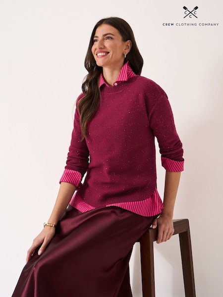 Crew Clothing Red Liv Glitterball Boat-Neck Jumper (V30500) | €98