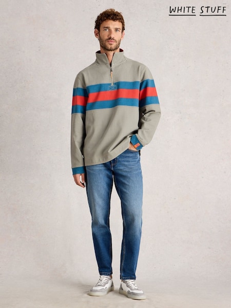 White Stuff Green Pique Half Zip Sweat Top (V30538) | 376 QAR