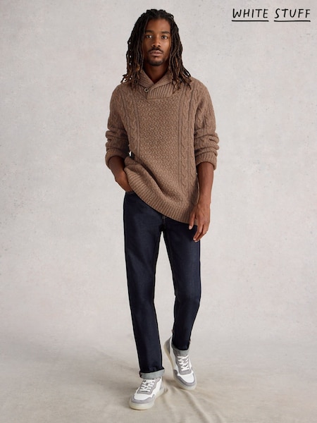 White Stuff Brown Berkley Shawl Neck Jumper (V30548) | €99