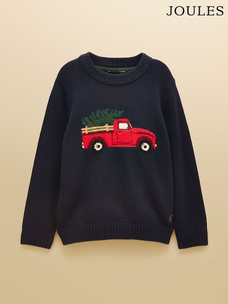Blue - Joules Boys' Intarsia Knit Jumper