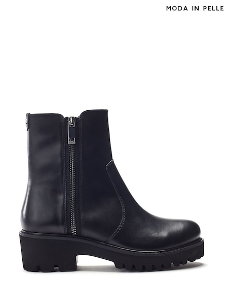 Moda in Pelle MbyModa Ocaso Double Zip Chunky Ankle Black Boots (V30675) | €91