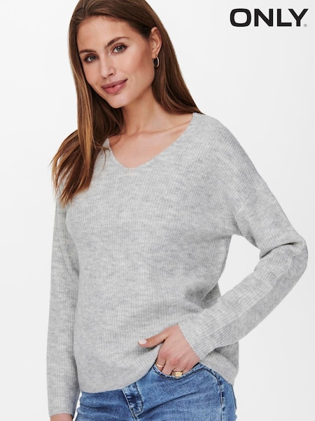 ONLY Grey V-Neck Long Sleeve Jumper (V30699) | €33