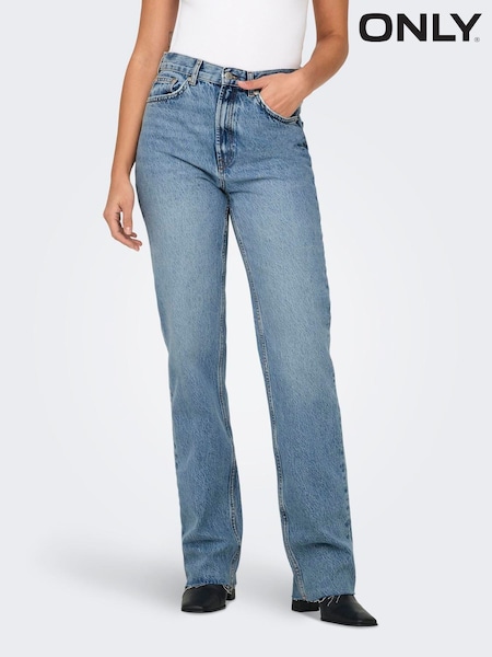 ONLY High Waist Raw Hem Straight Leg Jeans (V30703) | 62 €