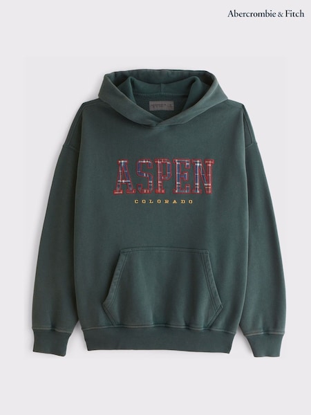 Abercrombie & Fitch Green Ski Graphic Popover Sweatshirt (V30791) | €86