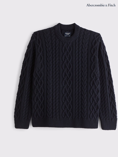 Abercrombie & Fitch Blue Cable Knit Crew Neck Jumper (V30797) | €99