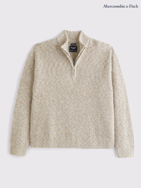 Abercrombie & Fitch Grey Long Sleeve Logo Quater Zip High Neck Jumper (V30799) | €86