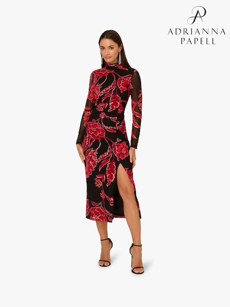 Adrianna By Adrianna Papell Mockneck Ruched Maxi Black Dress (V30856) | €203
