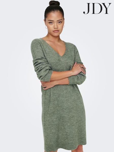 JDY Green Long Sleeve Knitted Dress (V30865) | €48