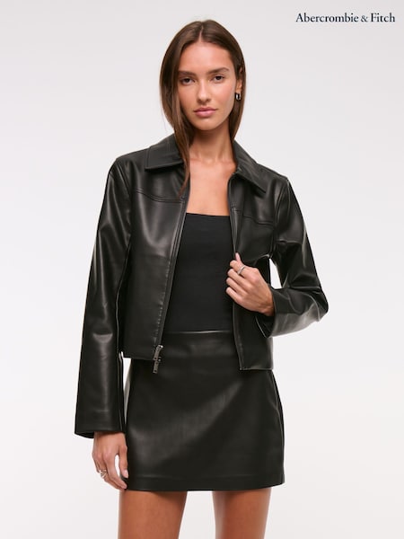 Abercrombie & Fitch Black Faux Leather High Rise Skort (V30898) | AED349
