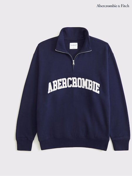 Abercrombie & Fitch Blue Logo Vintage Sunday Half- Zip Sweatshirt (V30914) | Rp 1,316,000