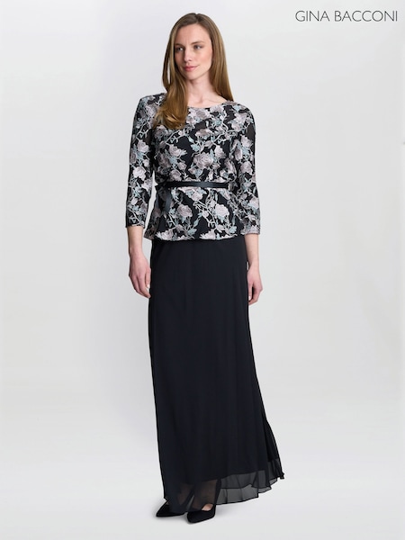 Gina Bacconi Brandy Embroidered Black Blouse With Tie Belt (V30946) | 203 €