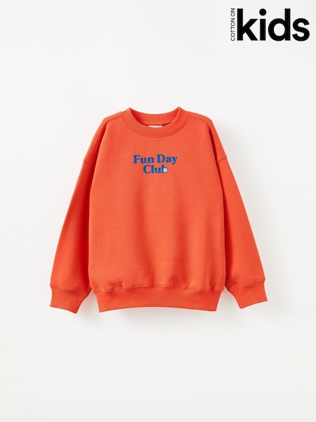 Cotton On Orange Sammy Oversized Crew Sweatshirt (V30971) | 94 QAR