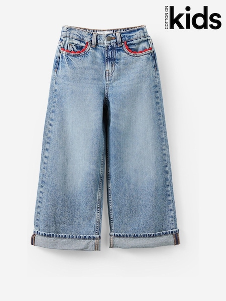 Cotton On Blue Embellished Super Wide Denim Jeans (V30973) | €37
