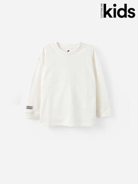 Cotton On White Long Sleeve Textured Splice T-Shirt (V30975) | €20