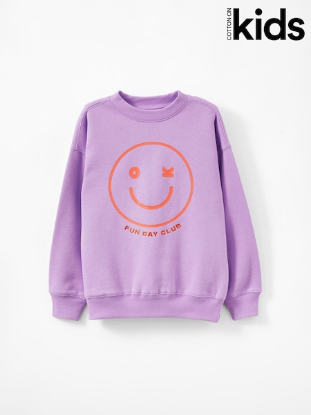 Cotton On Purple Sammy Oversized Crew Sweatshirt (V30977) | 94 QAR