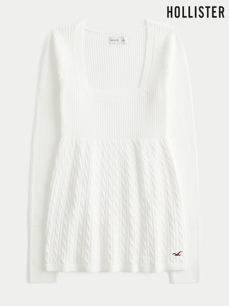 Hollister Brown Square Neck Babydoll Long Sleeve Top (V31133) | €51