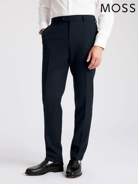 MOSS Slim Fit Dark Teal Blue Flannel Trousers (V31175) | €113