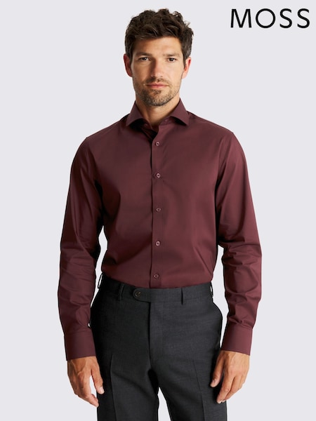 MOSS Tailored Fit Red Cotts Stretch Shirt (V31179) | 173 QAR