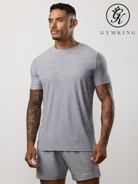 Gym King Grey Progress Texture T-Shirt (V31183) | 148 QAR