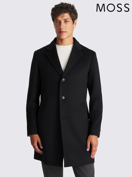 MOSS Navy Blue Wool Blend Overcoat (V31186) | 1,381 QAR