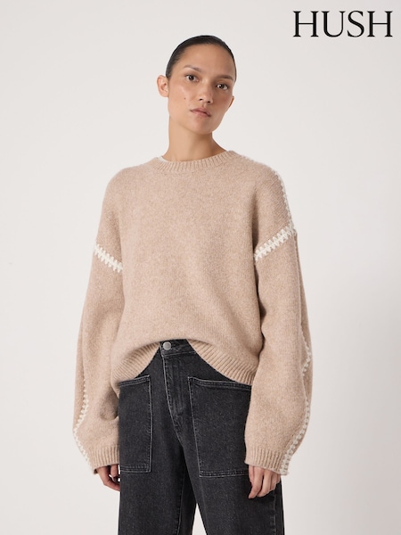 Hush Natural Whitney Whipstitch Knitted Jumper (V31404) | €154