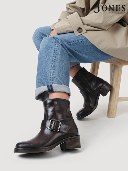 Jones Bootmaker Brown Madonna Chunky Leather Ankle Boots (V31440) | R$ 1.580