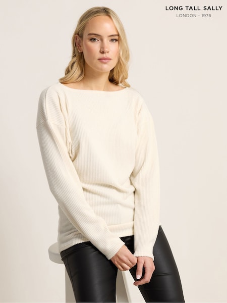 Natural - Long Tall Sally Ribbed Batwing Top (V31441) | 42 €