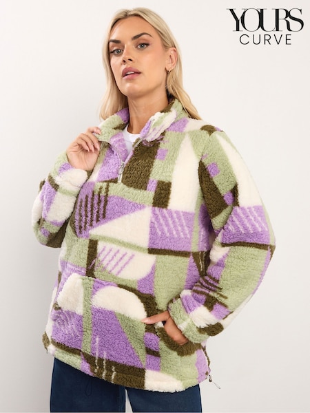 Yours Curve Green Sherpa Borg Fleece (V31452) | €39