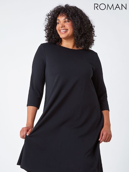 Roman Black Curve Pocket Detail Swing Stretch Dress (V31466) | €60