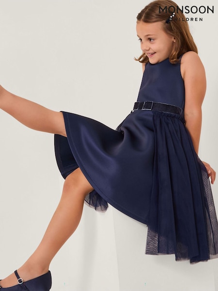 Monsoon Blue Lucille Scuba Bow Party Dress (V31504) | AED369 - AED440