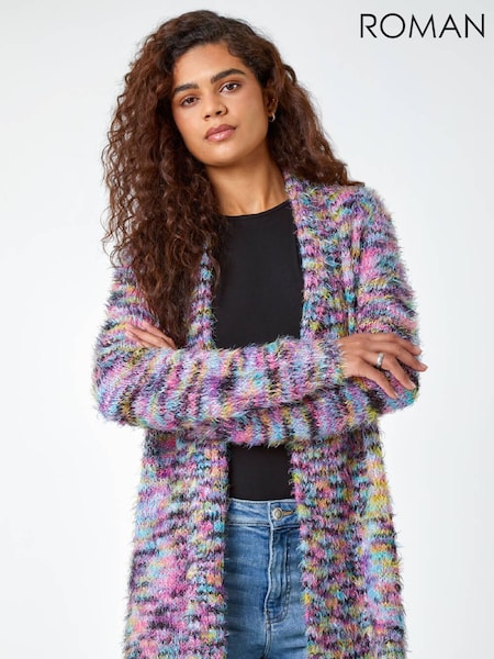 Roman Purple Fluffy Longline Cosy Cardigan (V31628) | €53