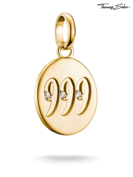 Thomas Sabo Gold Plated Charm Connect 999 Angel Number Pendant With Stones (V31893) | €69