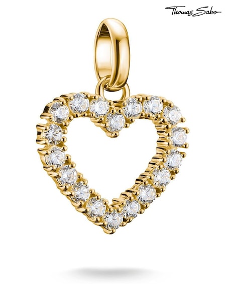 Thomas Sabo Gold Plated Charm Connect Heart With White Stones Pendant (V31904) | €89