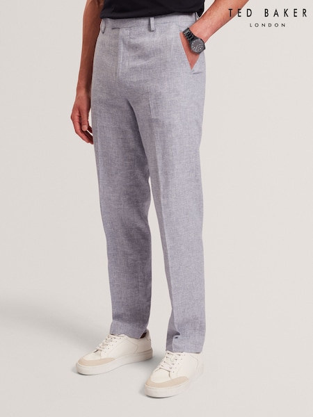 Niebieski - Ted Baker Blue Givrant-Slim Fit Linen Blend Trousers (V31932) | 815 zł