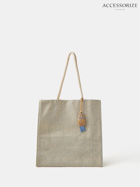 Accessorize Blue Woven Metallic Shopper Bag (V32034) | €32