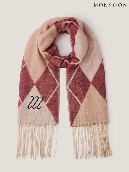 Monsoon Cream Asher Argyle Check Scarf (V32046) | AED206