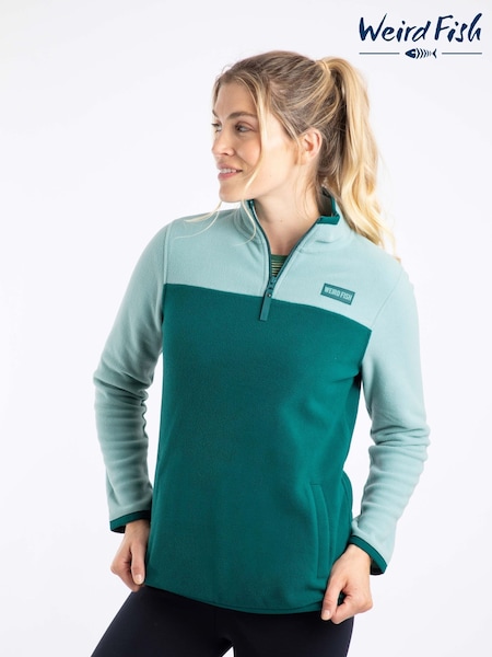 Weird Fish Green Rowan 1/4 Zip Colour Block Micro fleece (V32228) | €69