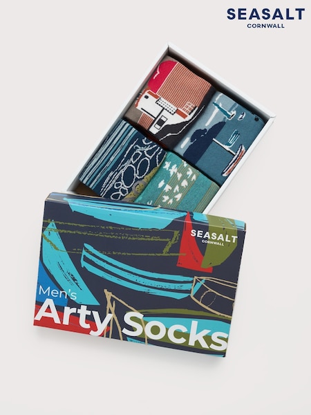 Seasalt Cornwall Mens Sailor Scenic Socks Gift Box of 4 (V32242) | 42 €