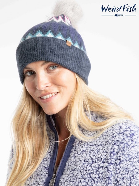 أزرق - Weird Fish Frady Fair Isle Bobble Hat (V32374) | ‏130 ر.ق.