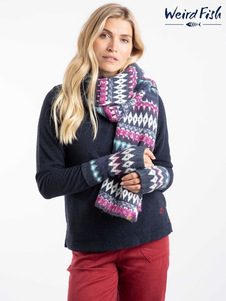 Weird Fish Blue Heathfield Fair Isle Scarf (V32377) | €37