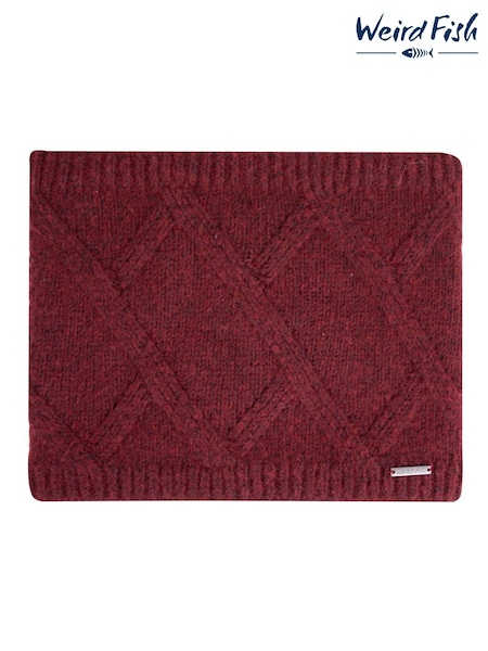 Weird Fish Red Candy Cable Knitted Faux Fur Lined Snood (V32395) | €44