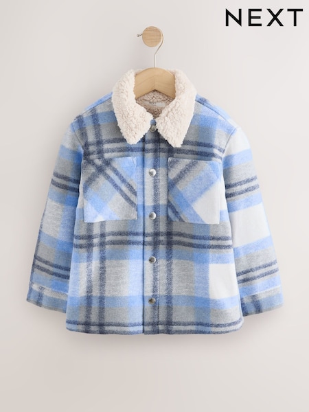 Blue Check - Borg Lined Shacket (3-16yrs)