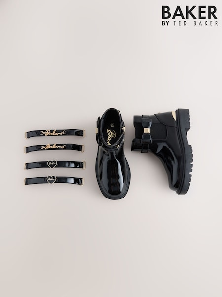 Black - Baker By Ted Baker Multiple Straps Chunky Chelsea Black Boots