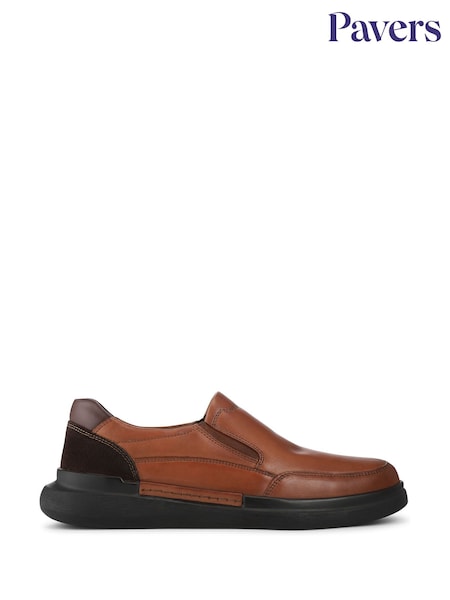 Pavers Brown Elasticated Lightweight Slip In Shoes (V32576) | €63