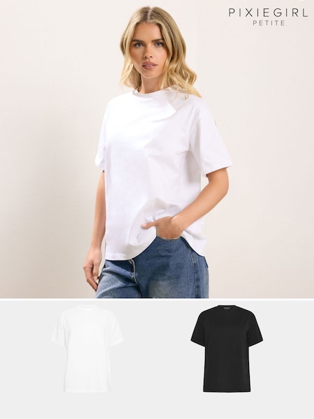 PixieGirl Petite Black Oversized T-Shirts 2 Pack (V32635) | AED140