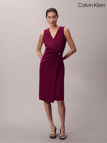 Calvin Klein Red Smooth Stretch Fit and Flare Sleeveless Dress (V32802) | €227